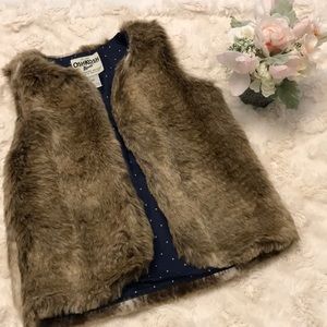 Girls Faux Fur Winter vest Brown Oshkosh 6/7